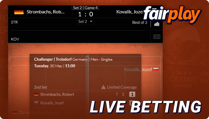 Betting on Live Matches at FairPlay bookmaker site