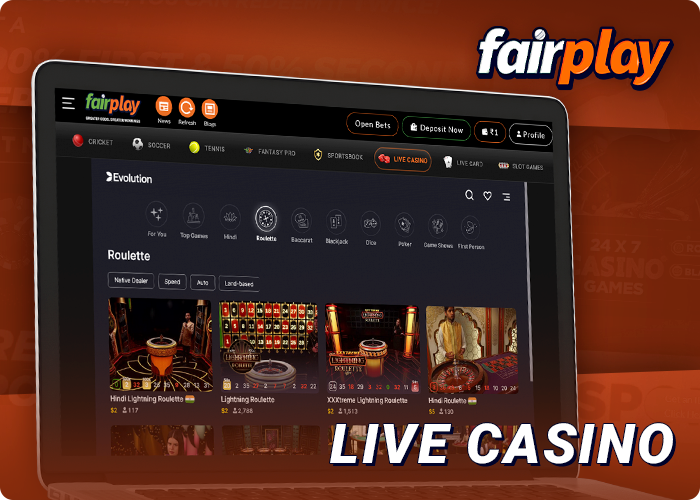 Live casinos with a dealer at Fairplay - blackjack, baccarat and more