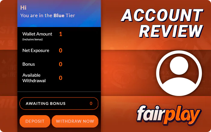 Overview of personal account options on FairPlay