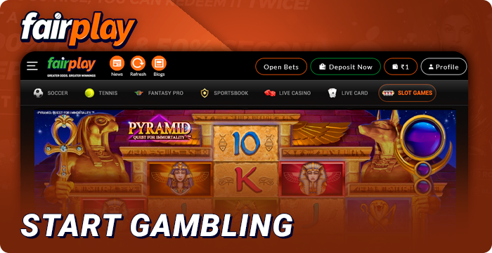 Start gambling at FairPlay online casino