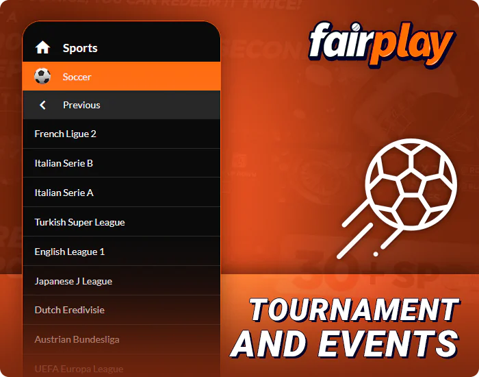 Which soccer tournament events can bet on FairPlay