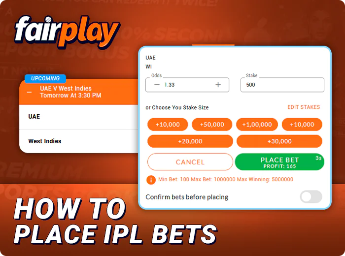 How to bet on IPL league at FairPlay website - step-by-step instructions