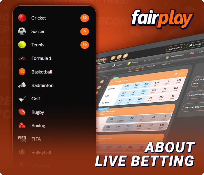 Live betting information on FairPlay