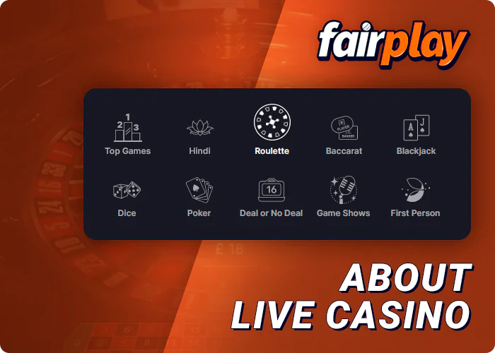 About the categories of live games on FairPlay