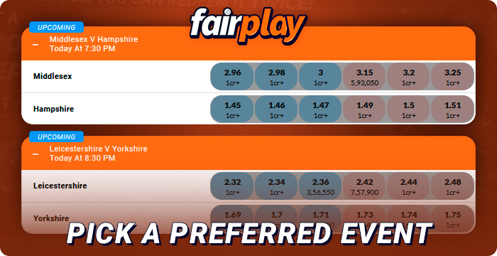 Selecting a sports match for FairPlay betting