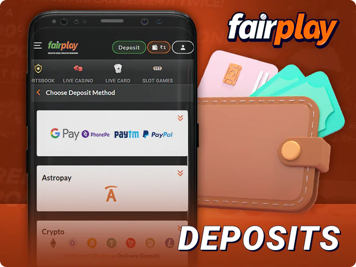 FairPlay ऐप में व्यक्तिगत खाते में धनराशि जमा करना