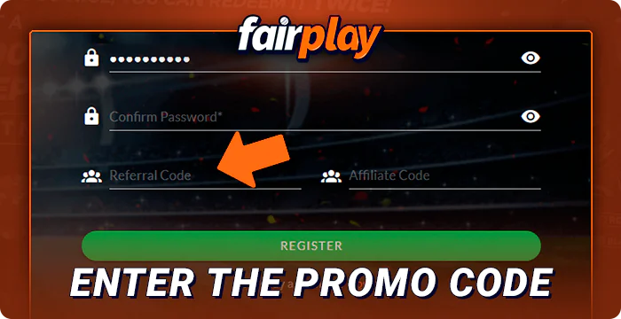 Activating a promo code when registering at FairPlay