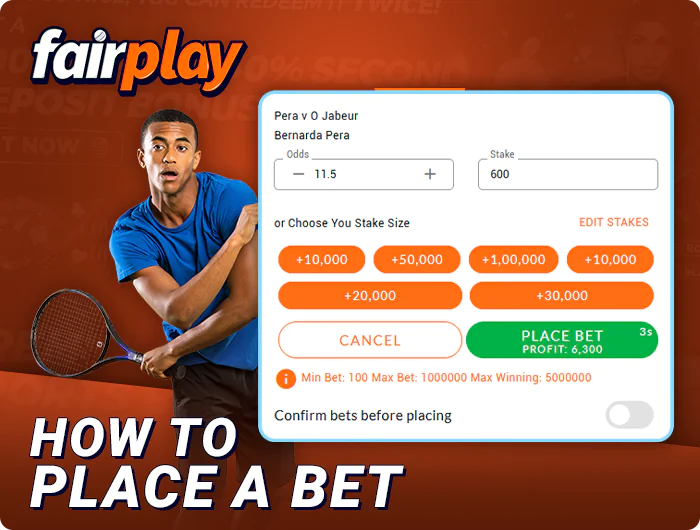 How to bet on tennis in FairPlay - detailed instructions