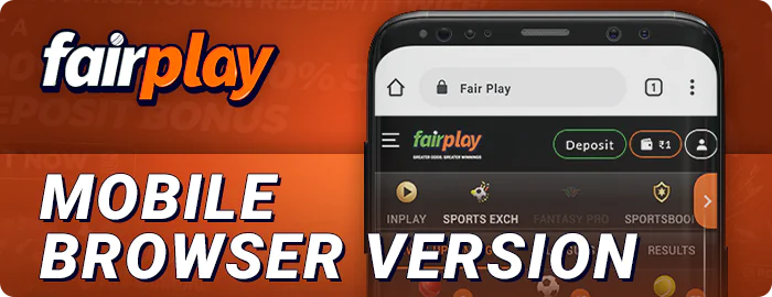 Betting in the mobile browser version of the FairPlay website