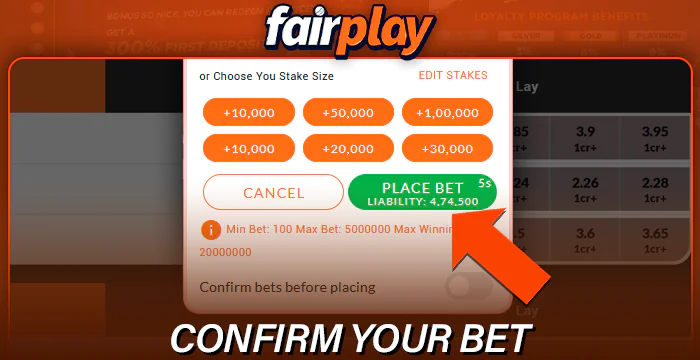 Confirm your bet at Fairplay