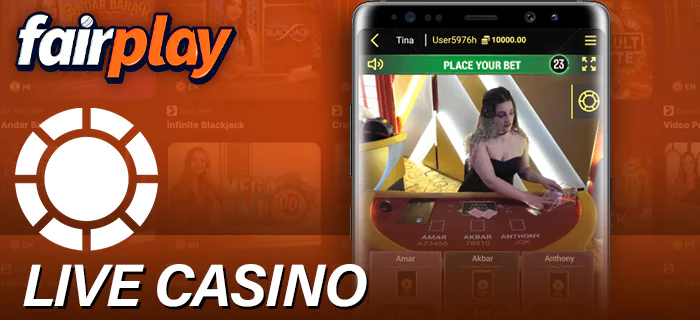 Play Live casino games in Fairplay app
