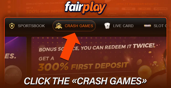 Click on Crash Games in the Fairplay menu