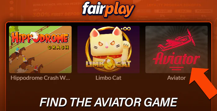 Find the Aviator game among the Fairplay Crash games
