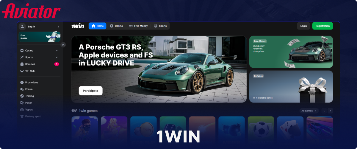 Play Aviator in 1win online casino in India