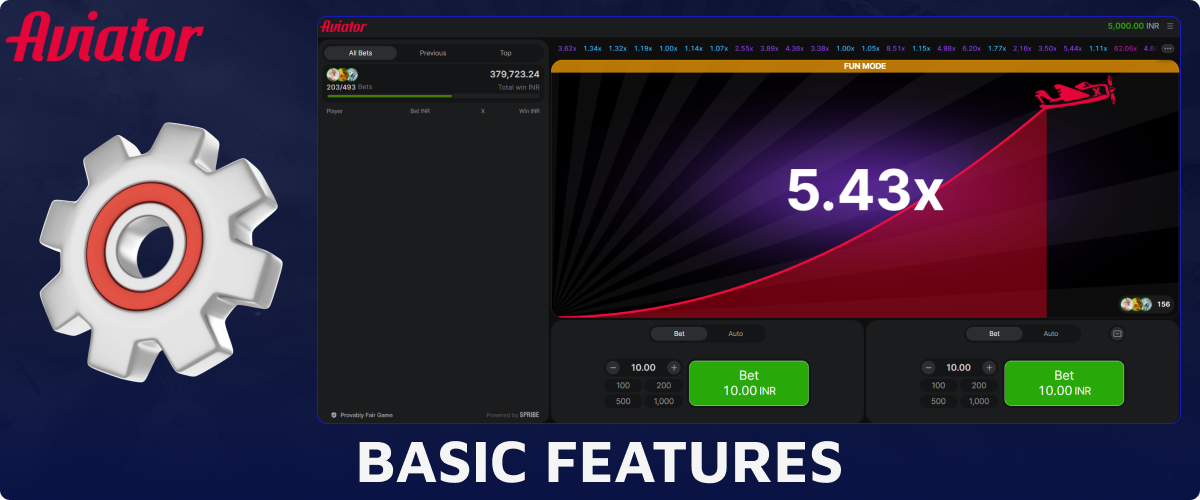The main features of the Aviator demo mode for players from India