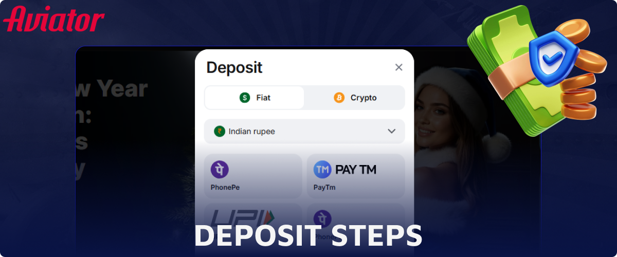 Instructions on making deposits on 1win for Aviator players