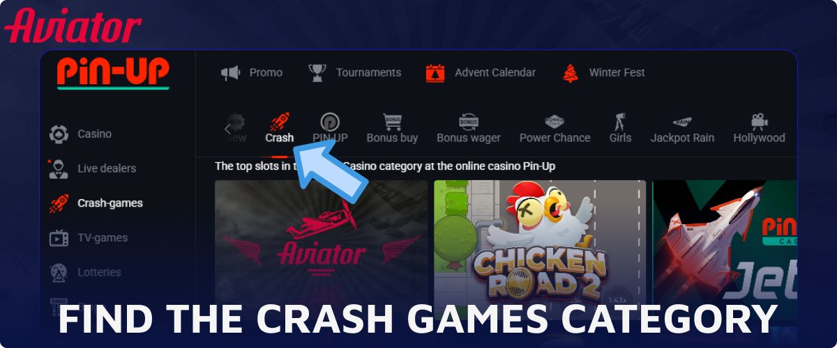 Find the crash games category to find Aviator game