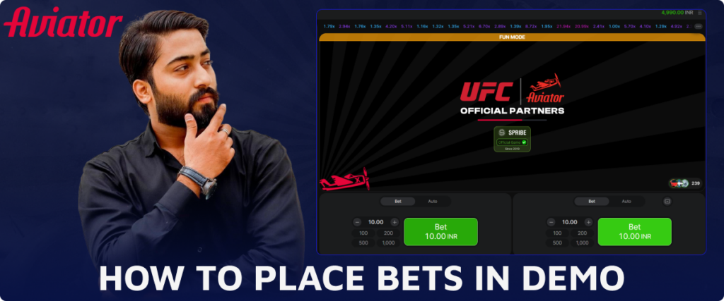 Guide on making bets in Aviator demo mode