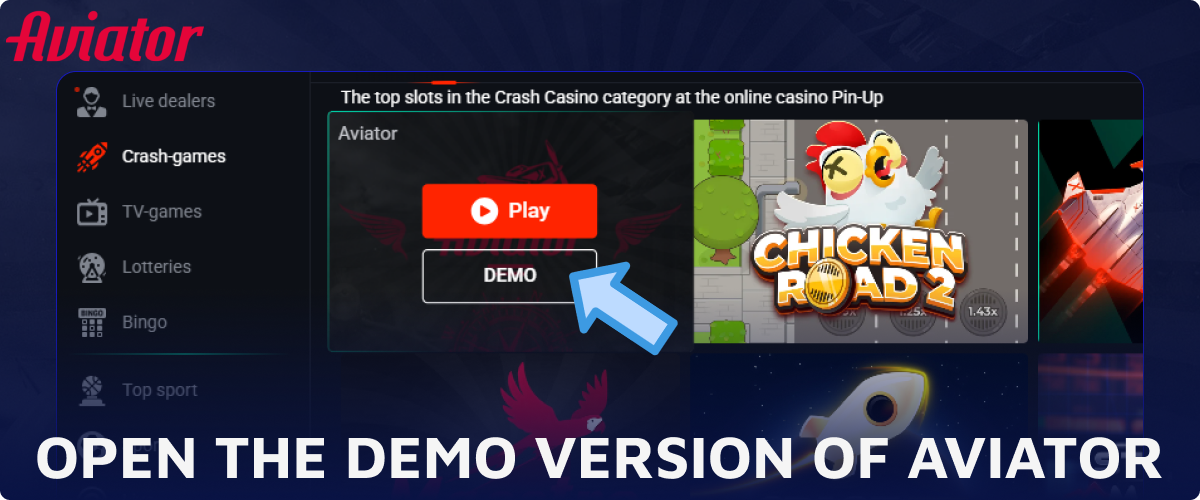 Open the demo version of Aviator