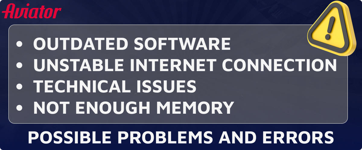 Possible problems that may happen while using the Aviator app
