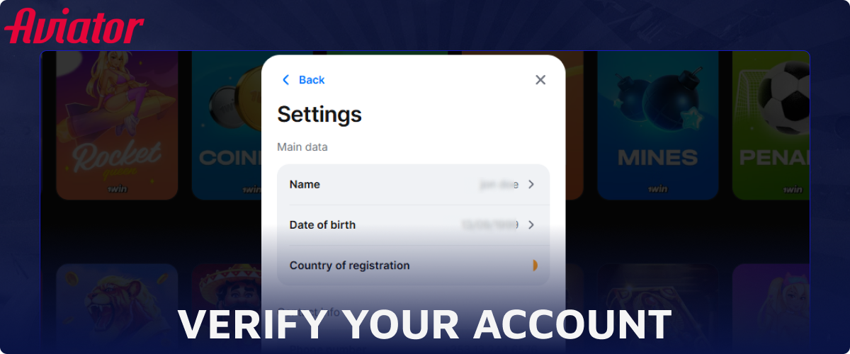 Verify your Account to start palaying Aviator